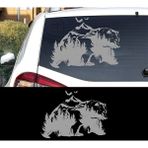 Melek Pazarı S1412 Doğa Manzarası ve Ayı Gümüş 120x78 cm Oto Sticker