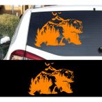 Melek Pazarı S1412 Doğa Manzarası ve Ayı Turuncu 70x46 cm Oto Sticker