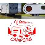 Melek Pazarı S1744 I Love Camping Kamp Kırmızı 30x24 cm Oto Sticker