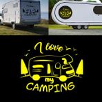 Melek Pazarı S1744 I Love Camping Kamp Sarı 90x72 cm Oto Sticker