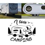 Melek Pazarı S1744 I Love Camping Kamp Siyah 60x48 cm Oto Sticker