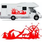 Melek Pazarı S1745 Geyik Pusula Dağ Kamp off Road Kırmızı 150x58 cm Oto Sticker