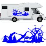 Melek Pazarı S1745 Geyik Pusula Dağ Kamp off Road Mavi 60x24 cm Oto Sticker