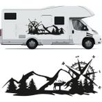 Melek Pazarı S1745 Geyik Pusula Dağ Kamp off Road Siyah 150x58 cm Oto Sticker