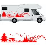 Melek Pazarı S1747 Kamp Orman Manzarası Karavan Kırmızı 60x17 cm Oto Sticker