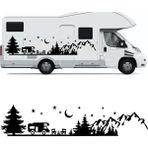 Melek Pazarı S1747 Kamp Orman Manzarası Karavan Siyah 120x33 cm Oto Sticker