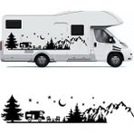 Melek Pazarı S1747 Kamp Orman Manzarası Karavan Siyah 160x44 cm Oto Sticker