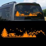 Melek Pazarı S1747 Kamp Orman Manzarası Karavan Turuncu 40x11 cm Oto Sticker