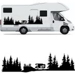 Melek Pazarı S1748 Kamp Orman Manzarası Karavan Siyah 40x11 cm Oto Sticker