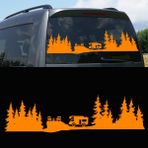 Melek Pazarı S1748 Kamp Orman Manzarası Karavan Turuncu 160x44 cm Oto Sticker