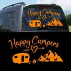 Melek Pazarı S1750 Mutlu Kampçılar Happy Campiers Turuncu 45x24 cm Oto Sticker