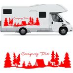 Melek Pazarı S1755 Kamp Zamanı Camping Time Orman Manzara Karavan Kırmızı 40x11 cm Oto Sticker