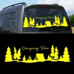 Melek Pazarı S1755 Kamp Zamanı Camping Time Orman Manzara Karavan Sarı 120x33 cm Oto Sticker
