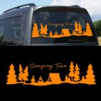 Melek Pazarı S1755 Kamp Zamanı Camping Time Orman Manzara Karavan Turuncu 120x33 cm Oto Sticker