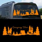 Melek Pazarı S1755 Kamp Zamanı Camping Time Orman Manzara Karavan Turuncu 90x25 cm Oto Sticker