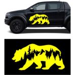 Melek Pazarı S1868 Ayı Orman Doğa Manzara off Road Sarı 50x25 cm Oto Sticker