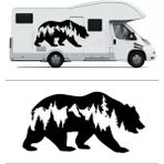 Melek Pazarı S1868 Ayı Orman Doğa Manzara off Road Siyah 60x30 cm Oto Sticker