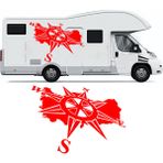 Melek Pazarı Türkiye Pusula Off Road Kamp Karavan Sticker- S1426 - 90 X 65 cm - Kırmızı