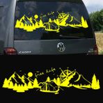 Melek Pazarı Yazı Tercihli Free Life Orman Manzara Karavan Sticker Kamp STICKER-S1754 - 160 X 44 cm - Sarı