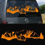 Melek Pazarı Yazı Tercihli Free Life Orman Manzara Karavan Sticker Kamp STICKER-S1754 - 160 X 44 cm - Turuncu
