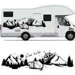Melek Pazarı Yazı Tercihli Free Life Orman Manzara Karavan Sticker Kamp STICKER-S1754 - 220 X 60 cm - Siyah