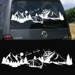 Melek Pazarı Yazı Tercihli Free Life Orman Manzara Karavan Sticker Kamp STICKER-S1754 - 40 X 11 cm - Beyaz