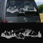 Melek Pazarı Yazı Tercihli Free Life Orman Manzara Karavan Sticker Kamp STICKER-S1754 - 40 X 11 cm - Gümüş