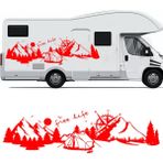 Melek Pazarı Yazı Tercihli Free Life Orman Manzara Karavan Sticker Kamp STICKER-S1754 - 40 X 11 cm - Kırmızı
