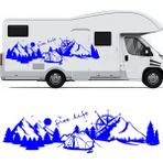 Melek Pazarı Yazı Tercihli Free Life Orman Manzara Karavan Sticker Kamp STICKER-S1754 - 40 X 11 cm - Mavi