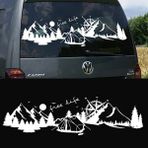 Melek Pazarı Yazı Tercihli Free Life Orman Manzara Karavan Sticker Kamp STICKER-S1754 - 60 X 17 cm - Beyaz