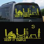 Melek Pazarı Yazı Tercihli, Keep It Simple Kamp Araba Karavan Sticker, Off Road STICKER-S1417 - 150 X 65 cm - Sarı