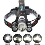 Melek Store Boruit T6 Kafa Feneri 5000 Lumens 3xcree Xm-T6+2r5 Lamba LED Kamp Lambası