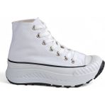 Melen Shoes Melen Shoes Elixia Kalın Tabanlı Beyaz Boğazlı Uzun Keten Spor Ayakkabı