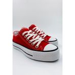 Melen Shoes Skywalk Keten Kırmızı Yüksek Taban Sneaker Spor Ayakkabı