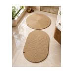 MELENA CARPET Premium Doğal Halat Dokulu Örgü Banyo Paspası Seti Oval Yuvarlak 2'li