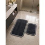 Melena Carpet Premium Peluş Jüt Kenar Detaylı Kaymaz Taban 2’li Banyo Paspası Seti 90X60 & 50X70 - Antrasit