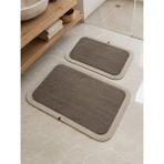 Melena Carpet Premium Peluş Jüt Kenar Detaylı Kaymaz Taban 2’li Banyo Paspası Seti 90X60 & 50X70 - Kahverengi