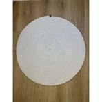 Melena Carpet Yuvarlak Hasır Halı Balkon Salon Mutfak Için Jüt Görünümlü Dekoratif Halı - Beyaz - 50 x 50 cm