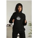 Meleners Unisex Sırt Baskılı Kapüşonlu Üç İplik Oversize Sweatshirt - Siyah