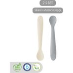 Meleni Baby 2'li Diş Kaşıyıcı Bebek Mama Kaşığı - Silikon Mama Kaşığı - Antrasit