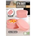 Meleni Baby 2'li Kapaklı Atıştırma Kabı Seti - Yuvarlak Çocuk Atıştırmalık Bebek Beslenme Mama Kabı 150ml Pembe