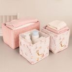 Meleni Baby 3'lü Çekmece Dolap İçi Düzenleyici - Katlanabilir Desenli Çocuk Bebek Odası Organizer Kutu Pembe