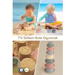 Meleni Baby 7'li Silikon Eğitici Kule Aktivite Oyuncak Seti - Çocuk Plaj Kum Oyun Kulesi - Bebek Plaj Oyuncağı