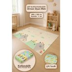 Meleni Baby Çift Taraflı Çocuk Halısı - Katlanabilir Orman ve Hayvan Desenli Bebek Çocuk Oyun Matı 130X200 cm - Bej - 130 x 200 cm