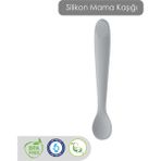 Meleni Baby Diş Kaşıyıcı Bebek Mama Kaşığı - Silikon Mama Kaşığı - Antrasit