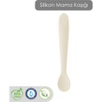 Meleni Baby Diş Kaşıyıcı Bebek Mama Kaşığı - Silikon Mama Kaşığı - Krem