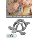 Meleni Baby Kaplumbağa Figürlü Bebek Dişlik, Diş Kaşıyıcı Bebek Dişliği Gri