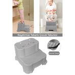Meleni Baby Kaydırmaz Çocuk Taburesi - Çift Basamaklı Banyo Lavabo Merdiven Yükseltici Bebek Basamağı - Gri