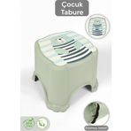 Meleni Baby Kaydırmaz Tabanlı Çocuk Taburesi - Figürlü Banyo Lavabo Yükseltici Tabure - Yeşil