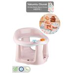 Meleni Baby Vakum Tabanlı Bebek Mama Sandalye Oturağı Oyuncaklı Banyo Oturağı Alt Açma Örtüsü Hediyeli Pembe